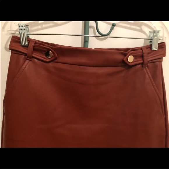 LOFT Rust Faux Leather Skirt - Picture 7 of 8